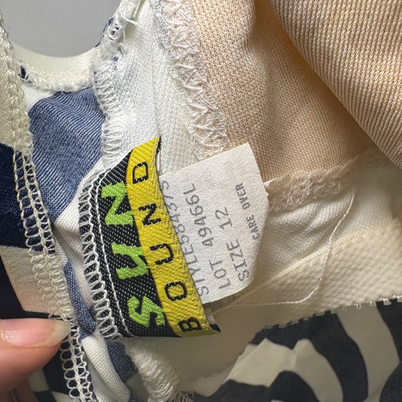 Sun Bound Swimsuit 12 VTG 80s Sears Navy Red White Sailor Belted OnePiece - Picture 4 of 9